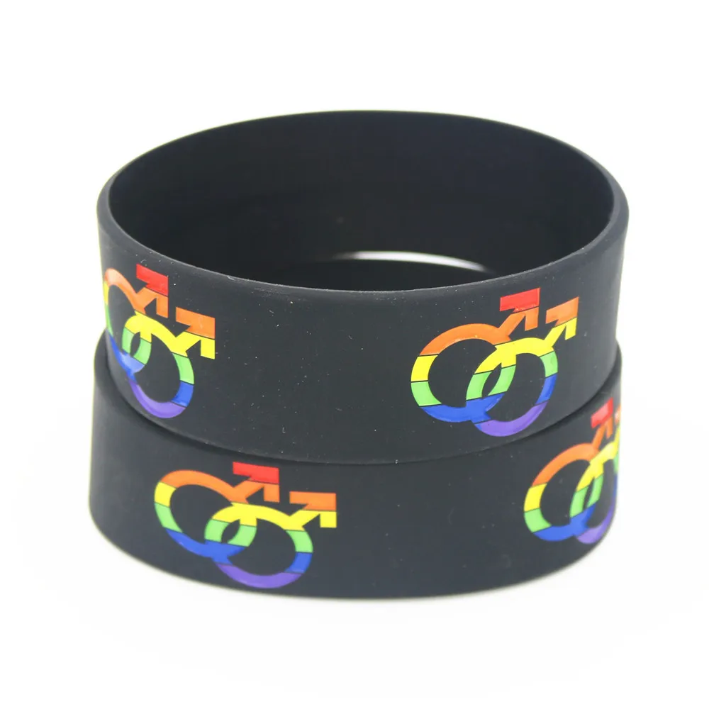 Fashion 25PCS Gay Pride Silicone Bracelet with Rainbow Color Men Sign Boy Gender Boys' love Rubber Wristband Bangles Gifts SH158