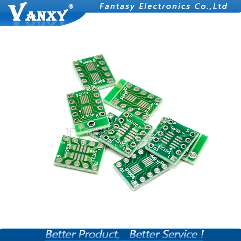 Carte de transfert de PCB, adaptateur de pas DIP Pin Board, SOT23 MSOP10 SOP-10 UMAX à DIP10, 10 pièces