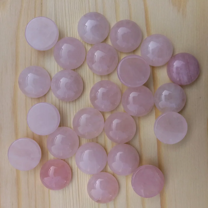 Fashion 50pcs Quartz Rose natural stone Cabochon bead no hole 6 8 10 12 14 16 18 20 MM Single arc jewelry charm Ring accsories