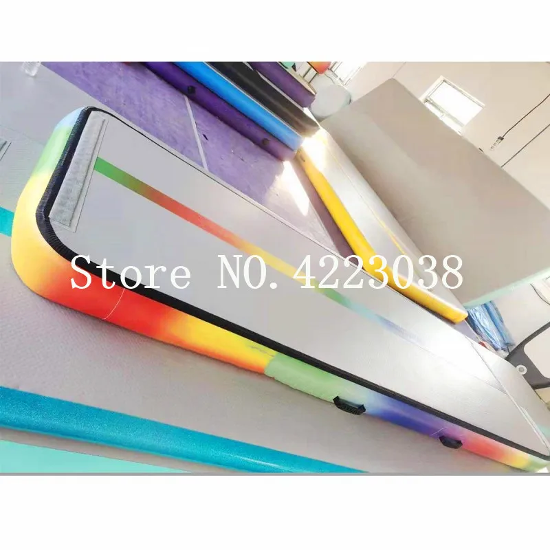 Rainbow Airtrack Hot Sale Folding High Jumping Mat Gymnastics Air Training Mat,Inflatable Cheerleading Air Track For Sale