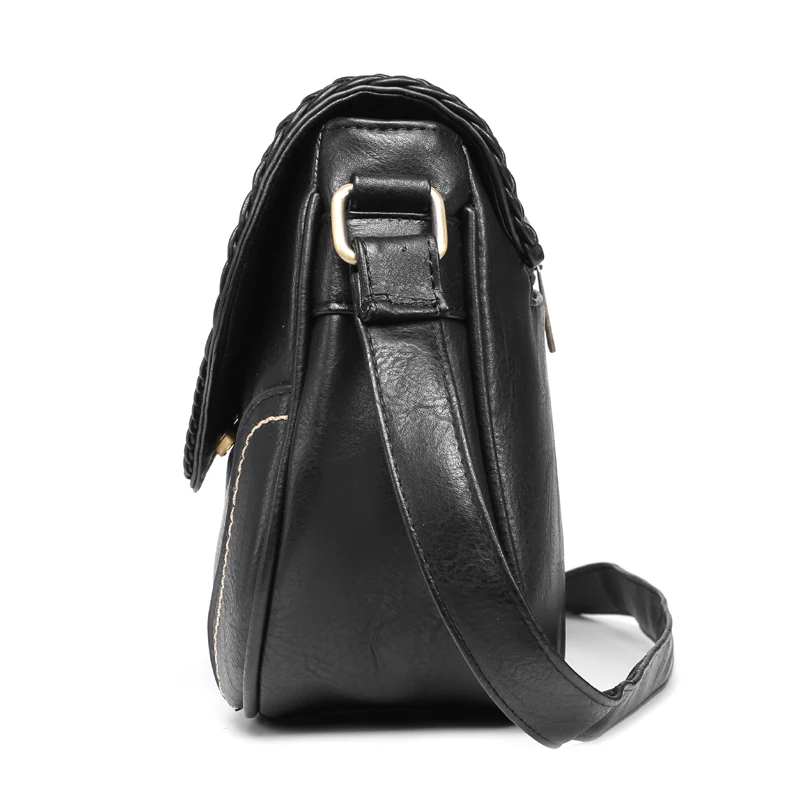 Annmouler Brand New Crossbody Bag Pu Leather Women Satchel Bag Hollow Out Shoulder Bag Vintage Black Handbags Messenger Bag