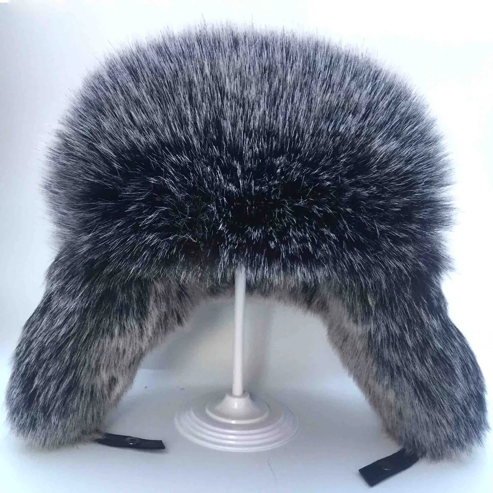 MTTZSYLHH Men's Pilot Hat Fox Fur Russian Winter Hat Warm Upscale Ears Bombshell Artificial Leather Free Shipping