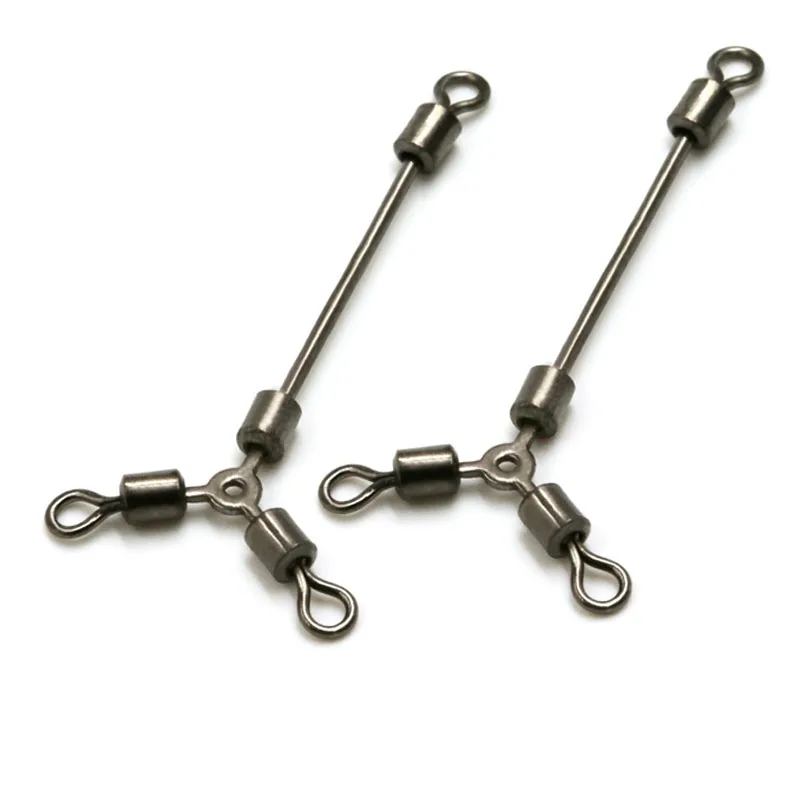 20pcs/lot 3 way Rolling Swivels with Long Leg O-shape Stainless Steel Fishing Connector Carp Fishing Tackle pesca