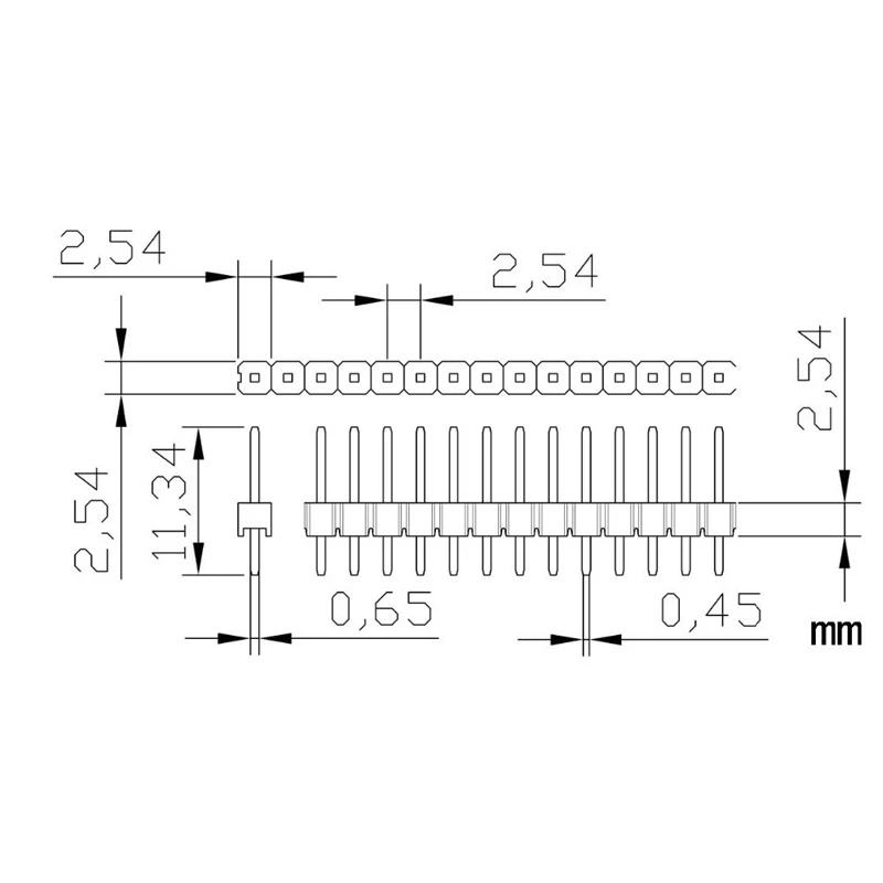 Free shipping 1Set 20PCS 40Pin 2.54mm Single Row Straight Male Pin Header Connector Strip For PBC