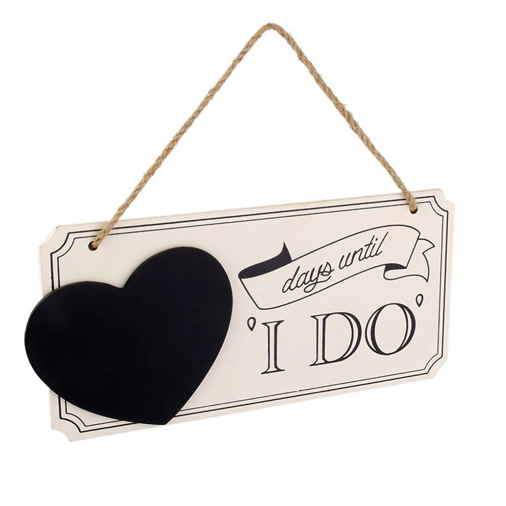 Rustic Wedding Sign Wood Board Romantic I Do Blackboard With Heart-Shaped Place Cards Wedding Party Reception Direction Signs