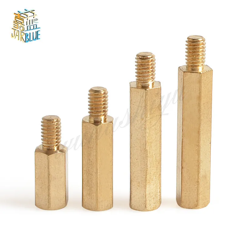 

100pcs 3mm Thread M3 Hex Brass Standoff Spacer Male to Female Brass spacing screws pillar M3*4/5/6/7/8/9/10/11/12/13/14/16+4mm
