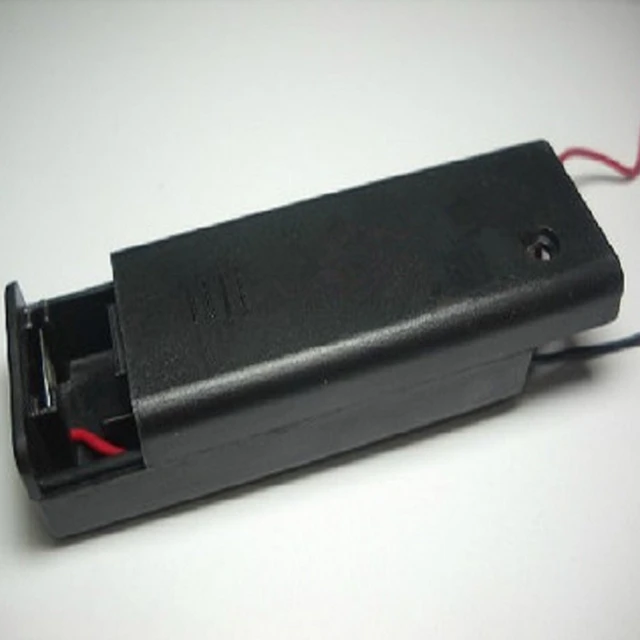 Wholesale 500 pcs/lot AA Black Battery Case Holder Storage Box Holder for 1 x AA Battery Charge Seat with Wire/Cord