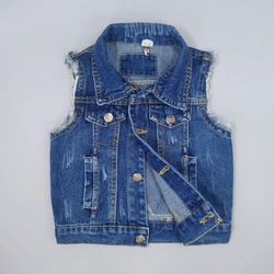 Baby Boys Denim Vest Kids Clothing Spring Autumn Babe Jeans Sleeveless Jacket Outerwear Toddler Tops Children Clothes Blue