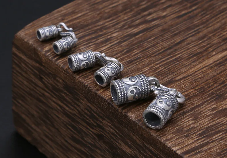 100% 925 Silver Bracelet Fasteners Sterling Necklace Fasteners Pure Silver Jewelry Clasp Hook Fengshui Bagua Symbol Good Luck