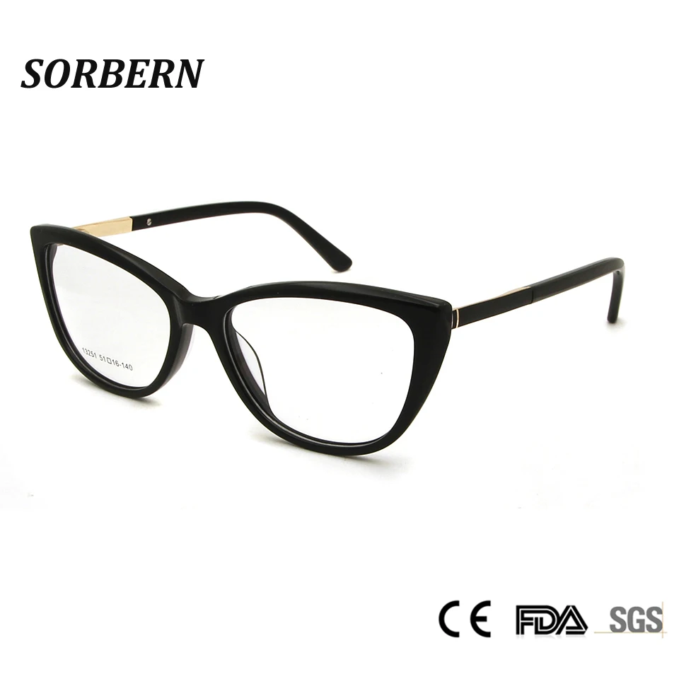 

SORBERN New Women Cat Eye Optical Frames Sexy Transparent Eyeglasses Clear Lens Brand Designer Females Spectacles Eyewear