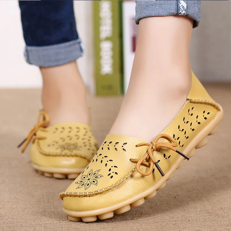 Women\'s Shoes Fashion Women Flats Genuine Leather Loafers Women\'s Moccasins Flats Ladies Shoes Female Slip On Ballet Flat Shoes