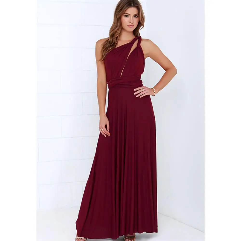 Summer Sexy Long Dress 2021 Bridesmaid Multi Way Wrap Convertible Maxi Red Dresses Strapless Hollow Out Party Bandage Vestidos