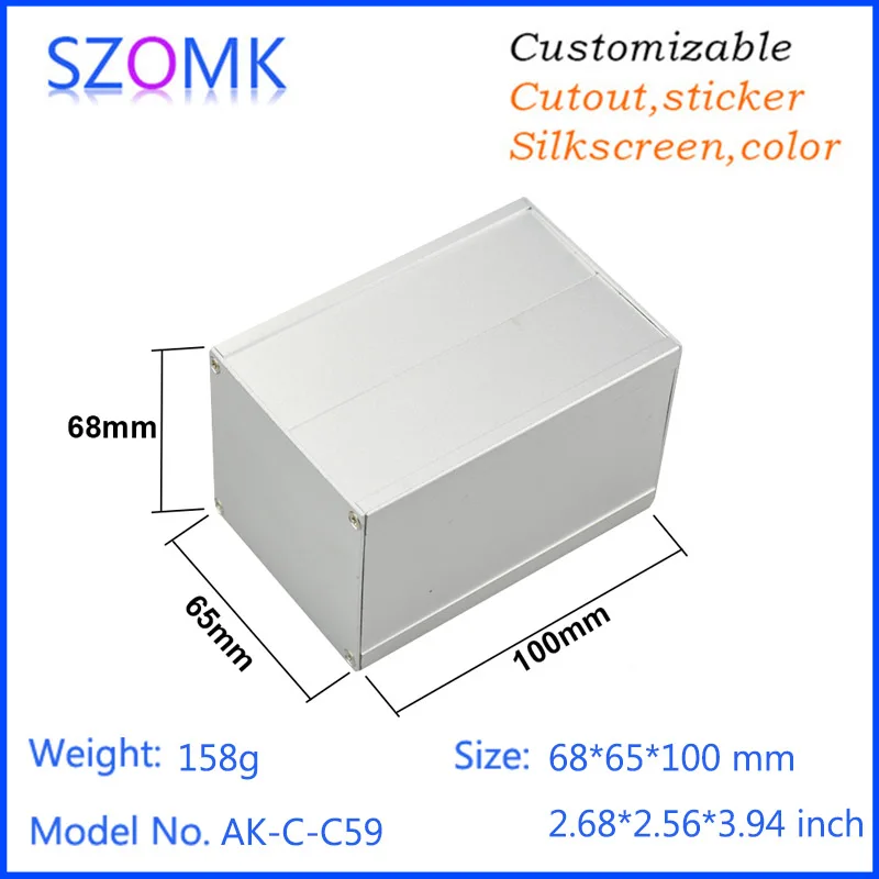 SZOMK Power distribution box DIY PCB aluminum project box case 68*65*100 mm for equipment