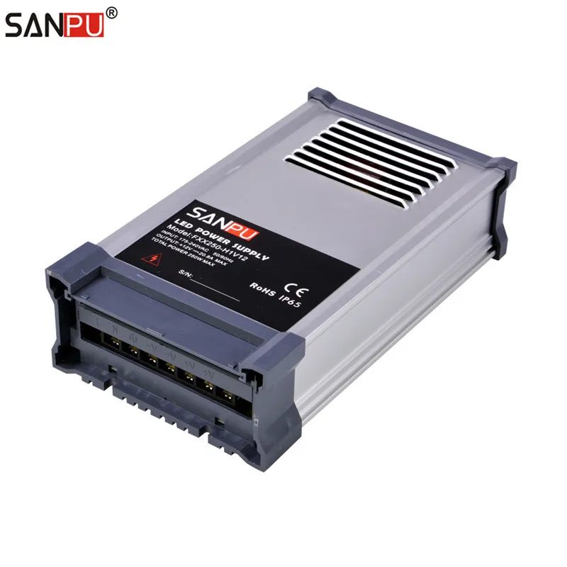 SANPU SMPS 12v 250w LED Power Supply 20a Rainproof Outdoor 220v 230v ac dc Lighting Transformer Constant Voltage Switch Driver