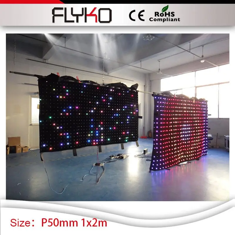 

P50mm 2m*1m full color DJ led video curtain LED spacing curtains led screen