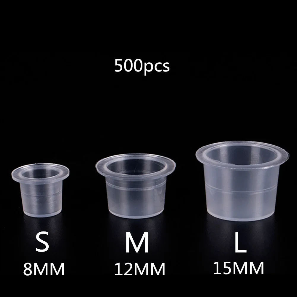 500/1000 PCS Plastic Disposable Microblading Tattoo Ink Cups S/M/L Permanent Makeup Pigment Clear Holder Container Cap