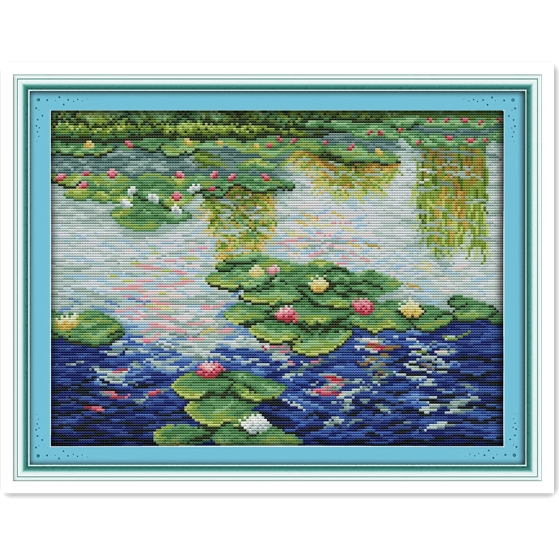 

Water Lily In The Pond Counted Cross Stitch 11CT 14CT Cross Stitch Chinese Cross Stitch Kit for Embroidery Home Decor Needlework