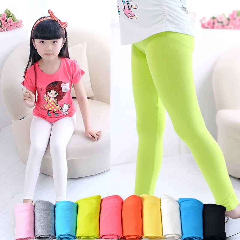 Spring Summer Korean Child Girl Candy Color Elastic Pure Color Underpants Girls Leggings