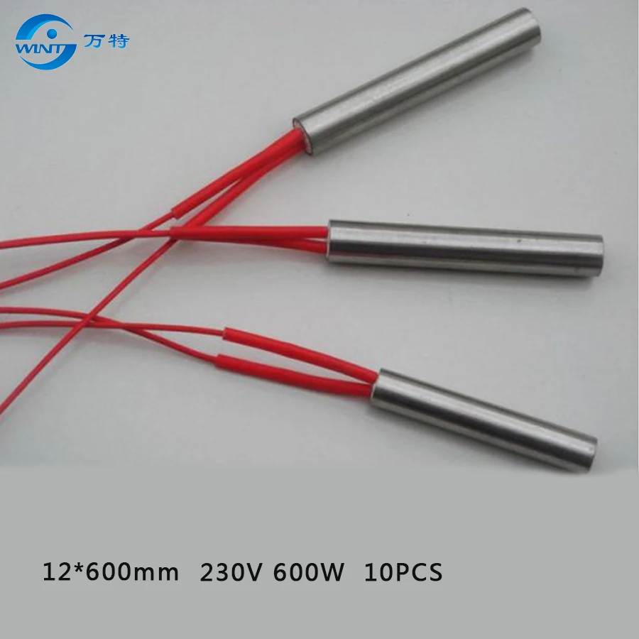 Free shipping 12*600mm Heater Length AC 230V 600W Electric Cartridge Heater Heating Element 10pcs