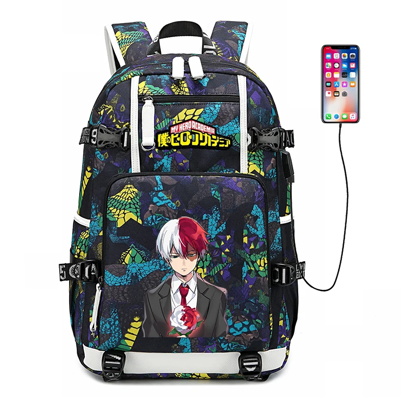 Large Capacity Waterproof Travel Bagpack My Hero Academia School Bags USB Charging Laptop Backpack Cosplay Canvas Daypack