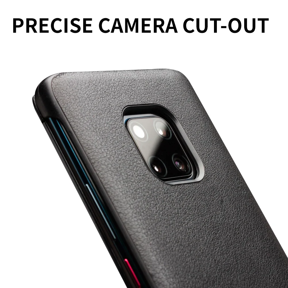 QIALINO Luxury Genuine Leather Flip Case for Huawei Mate 20 Pro Stylish Handmade Ultra Slim Smart View Phone Cover for Mate 20/X