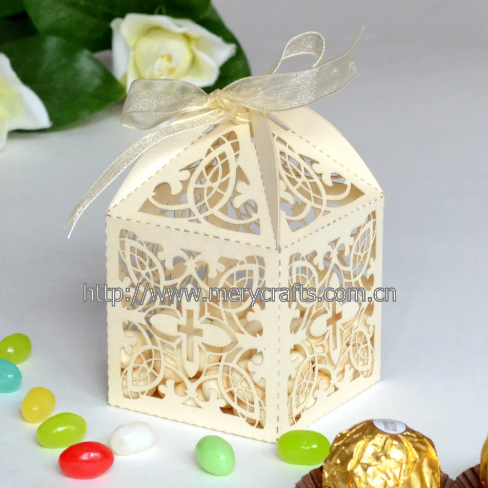 

150 pcs modern design boy baptism party supply candy packaging "Cross" boy baptism chocolate box
