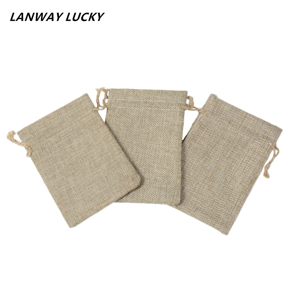 

100pcs 4x6inch 10x15cm Natural Color Jute Drawstring burlap bags Gift Candy Jewelry phone Packing Pouches for Storage/ Wedding