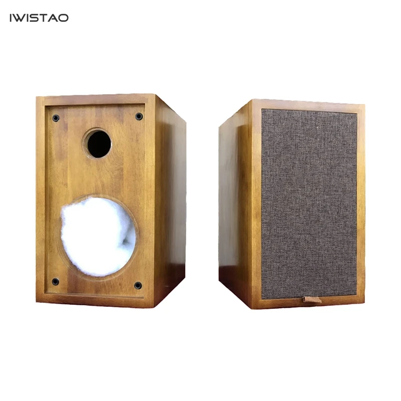 IWISTAO HIFI 5 Inches 2 Way Speaker Empty Cabinet 1 Pair Finished Oak Wood Inverted for Tube Amplifier