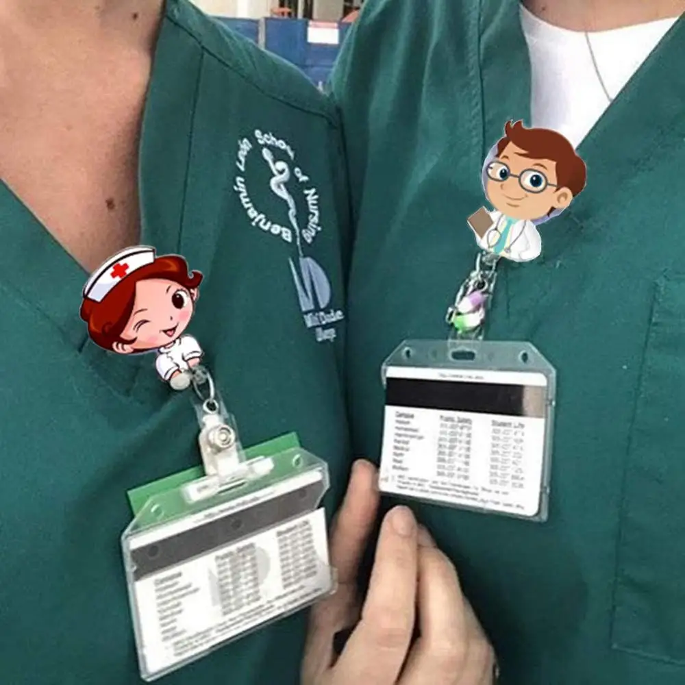 Imagem -03 - Idclip Pacotes-médico Homens Enfermeira Mulheres Chaveiro Porta-carretilha Cruz Vermelha e Anjo Cordão Retrátil