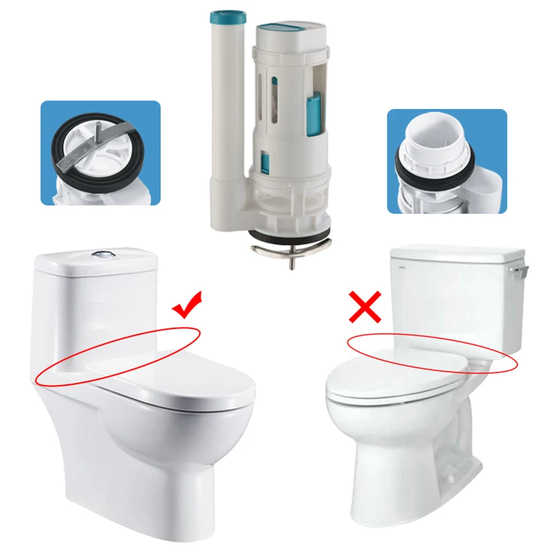 Toilet Water Tank Dual Flush Push Button Cistern Siphon Valve Kits WC Toilet