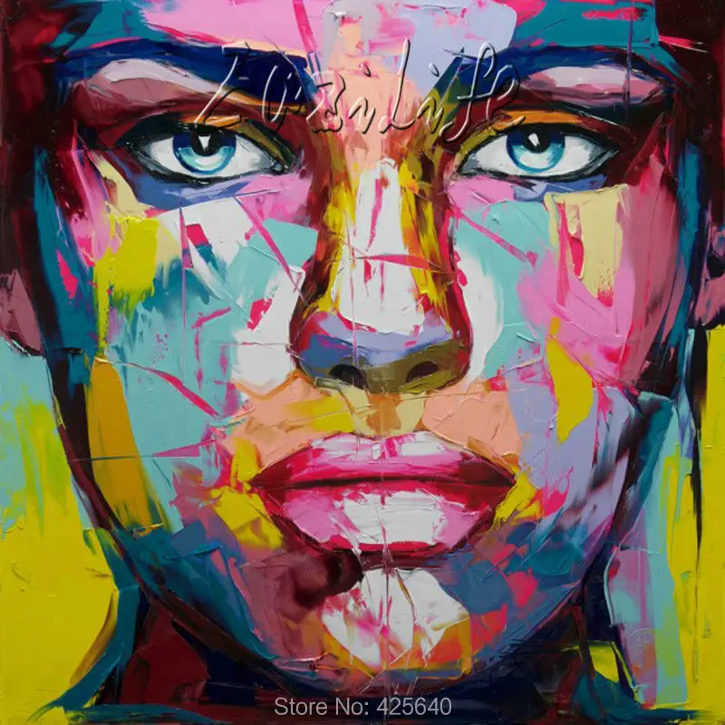 Palette knife painting portrait Palette knife Face Oil painting Impasto figure on canvas Hand painted Francoise Nielly 13-8