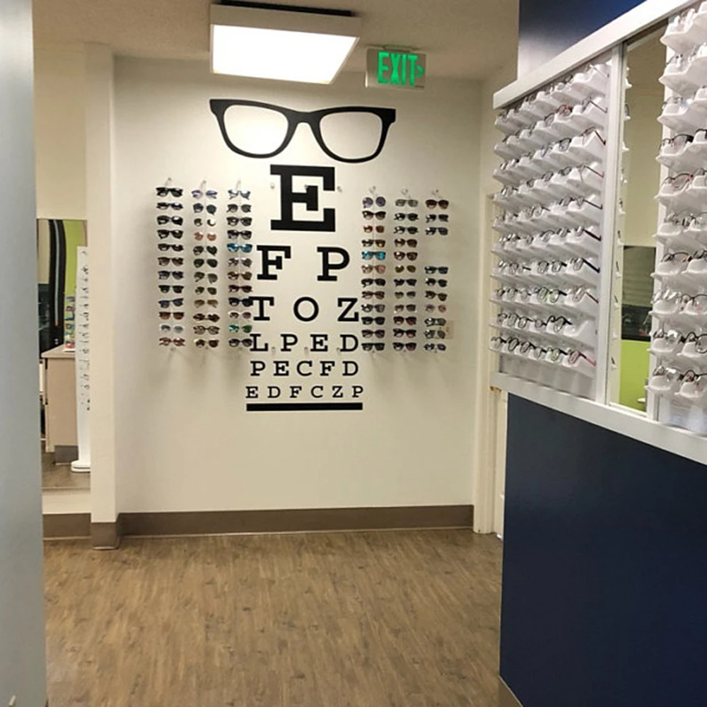 Large Glasses Eye Chart Optical Window Wall Sticker Eye Doctor  Optometry Hipster  Eyewear Specs Frames Glass Wall Decal Vinyl