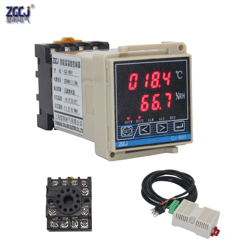 Din temperature and humidity controller  alrm output, RS485 function digital Din Hygrometer & thermostat switch with sensor