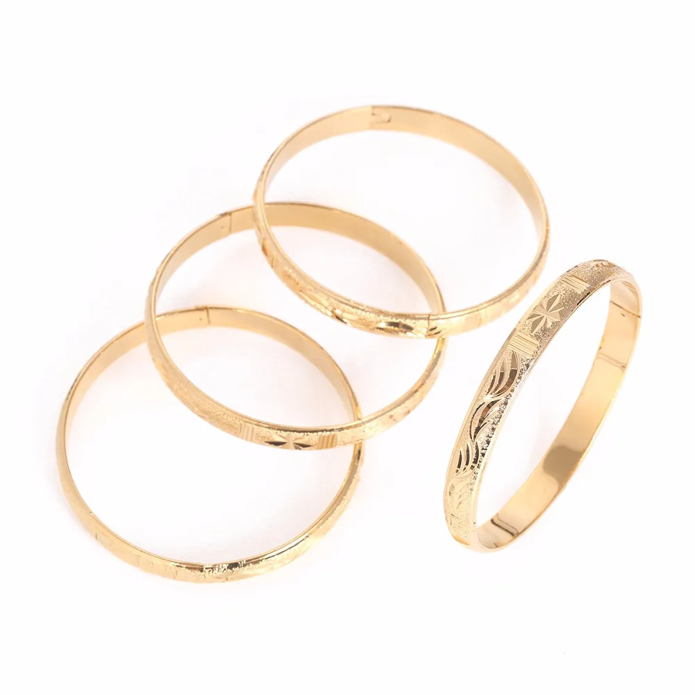 4pcs Ethiopian Jewelry Gold Color Bangles Dubai Gold Bangles for African Bangles&Bracelets for Women Gifts