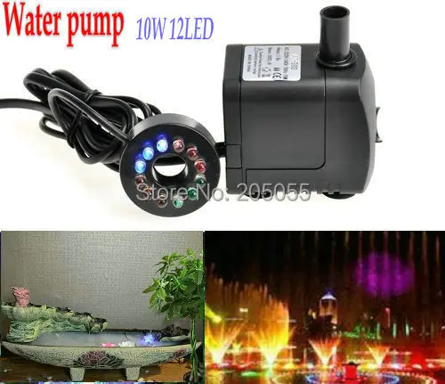 

10W 12LED Hydroponic Water Pump Submersible Aquarium waterproof for Fish Tank Garden pond fountain Indoor Outdoor colorful