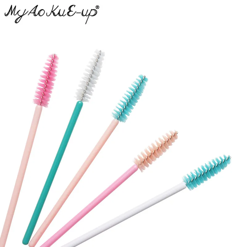 50 stücke Wimpern Pinsel Augenbraue Microbrush Für Mascara Zauberstab Weichen Kopf Wimpern Kosmetik Applikator Lash Verlängerung Make-Up Pinsel – Detail 5