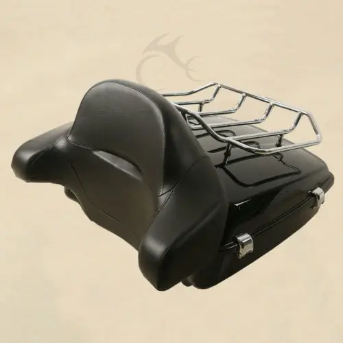 Chopped Pack Trunk W/ Latch Mounting Rack +Backrest For Harley Tour Pak Touring Road King FLHX 14-18