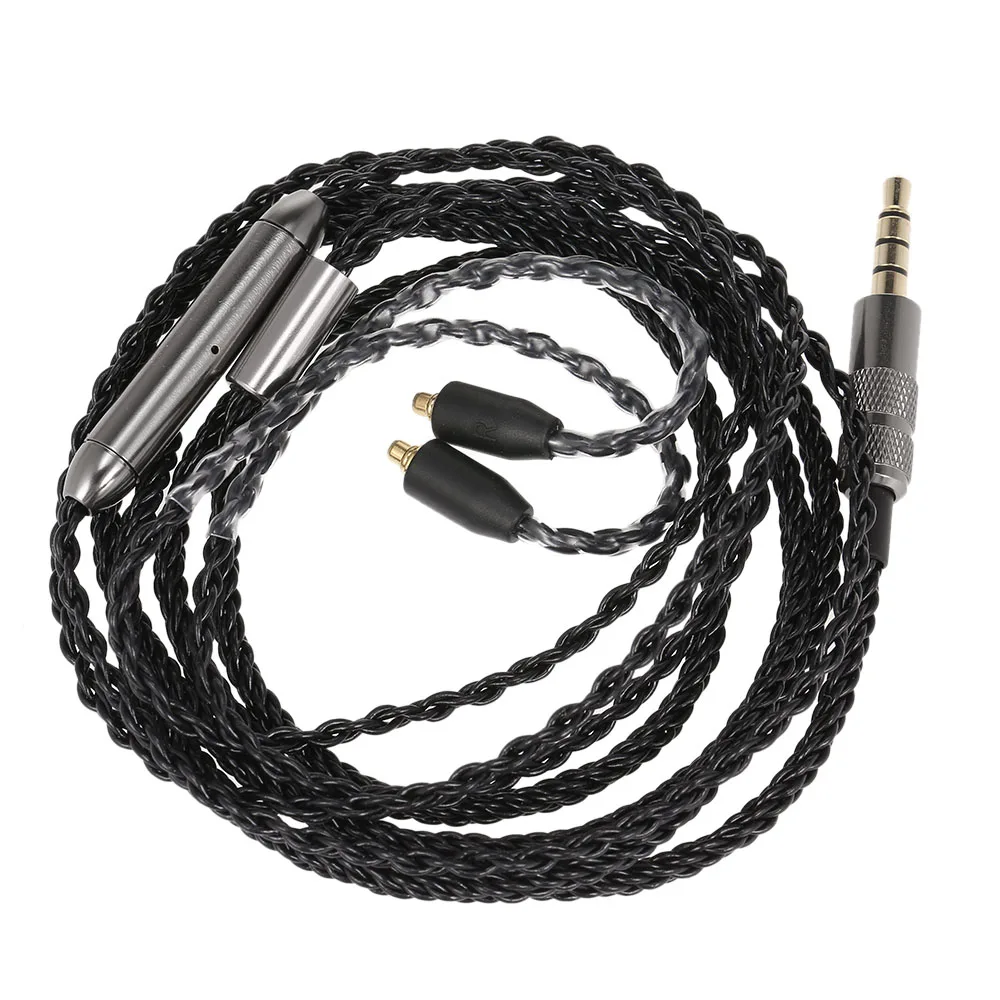 MMCX Connector Replaceable Cable 3.5mm Wired Earphones Detachable Cord In-line Control with Mic for Shure SE535 SE846 UE900