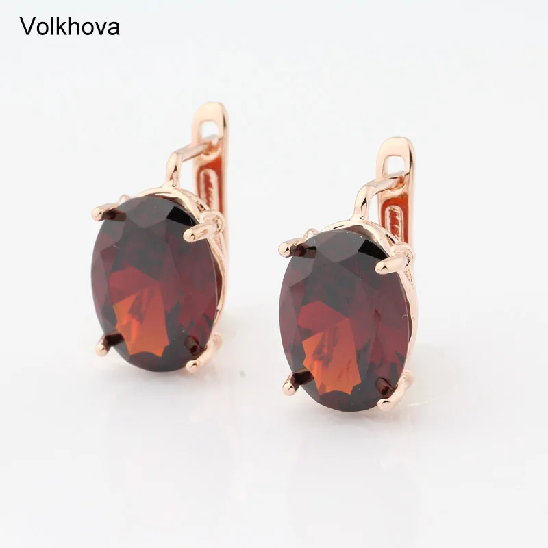 New Fashion Oval 9 Color Stud Earrings For Women Rose Gold Color Jewelry Zircon color Earrings Trendy Jewelry For Girl Gift