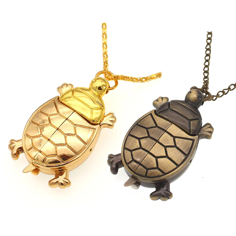 Key ring Watches Quartz Pocket Watch Turtle Golden Watches Pendant Clock Pocket Necklace Gifts Kids Watch Children watches