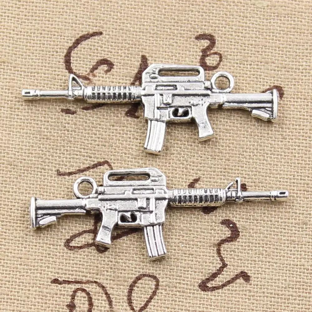 10pcs Charms Machine Gun Assault Rifle 45x16mm Antique Making Pendant fit,Vintage TibetanBronze,DIY Bracelet Necklace