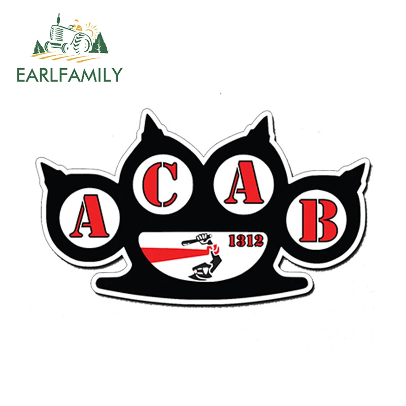 EARLFAMILY 13cm x 7.5cm Car Styling ACAB 1312 Sticker Decal Vinyl Bumper Hools Hooligans Police Cops Fight Ultras Car Sticker