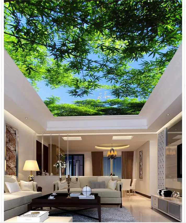 

bamboo ceiling living room bedroom ceiling forest Landscape wallpaper murals 3d mural paintings