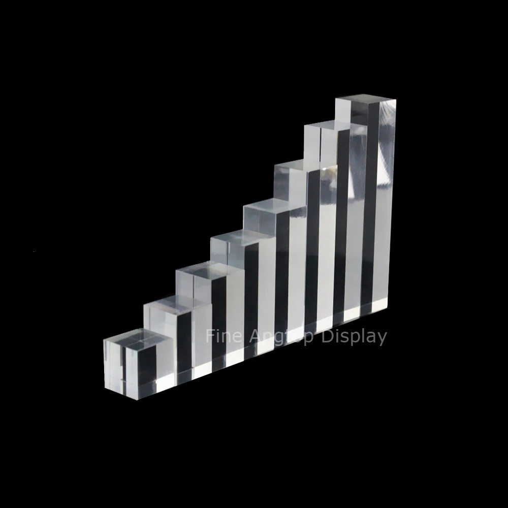 

Acrylic Cube Display Block Rectangular Clear Polished Pedestal Stand Riser Solid Base Jewelry Display