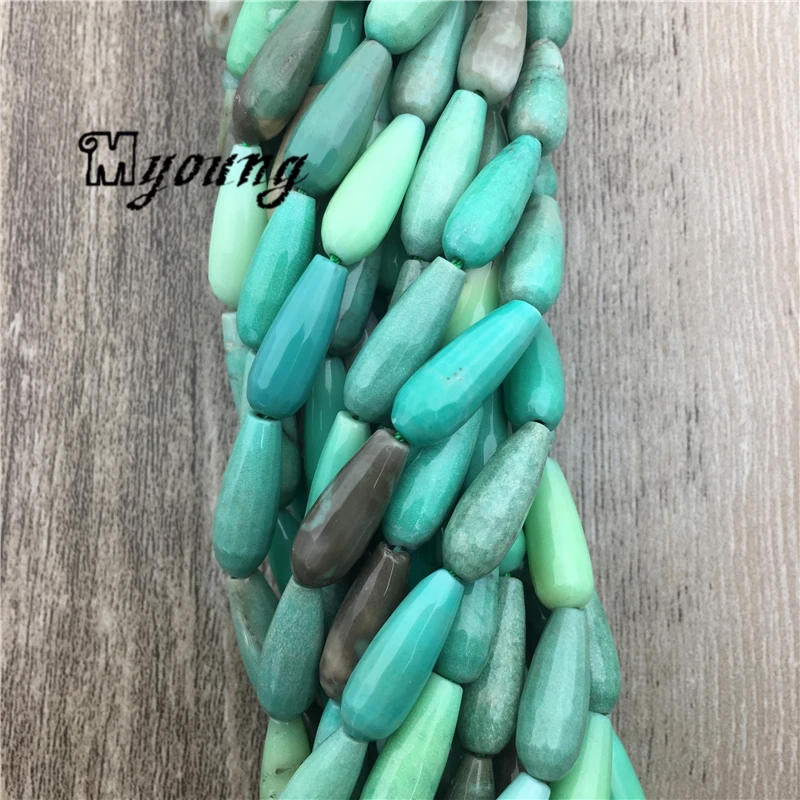 

Genuine Teardrop Green Grass Agates Beads,Natural Green Semi Precious Stone,Apple Stone Drilled Jewelry Making MY1597