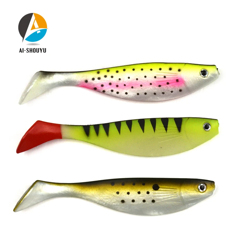 

AI-SHOUYU 3pcs New T Tail Soft Fishing Lure Shad Lure 10cm 12g Soft Plastic Bass Fishing Lures Swimbait For Fishing Pike Zander