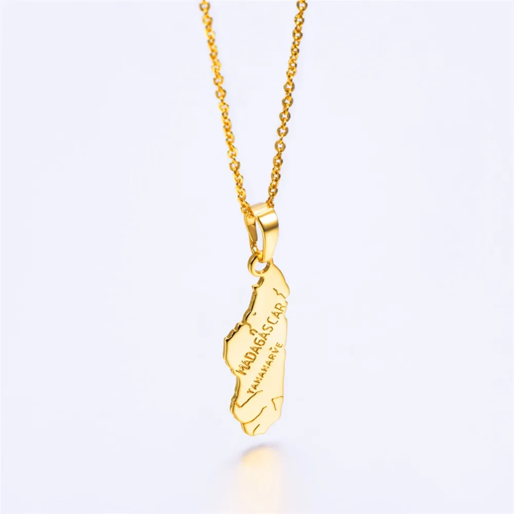 Kpop Map of Mauritius Italy Gango India Morocco Brazil Pendant Graphic Geometric Jewely Gold Color Country Map Necklace P3411