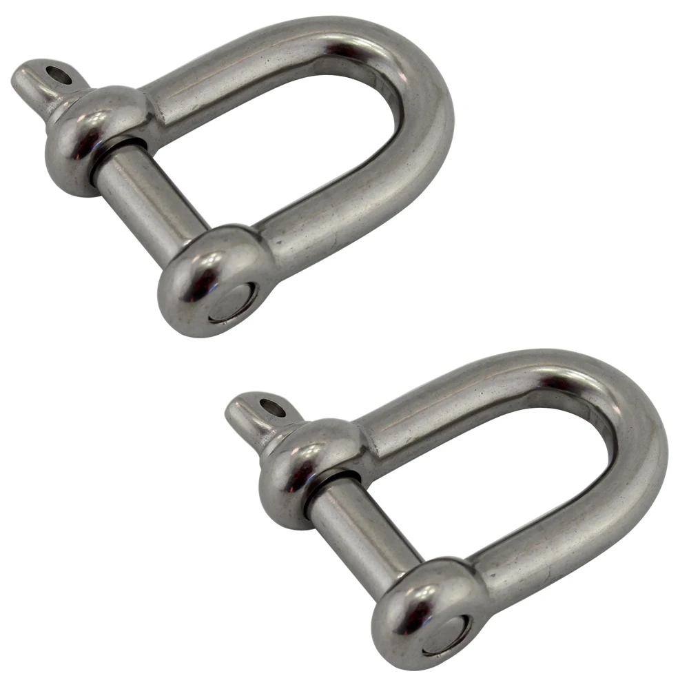 Stainless Marine European Screw Pin D shackle for Wire Rope Chain or Adjustable Paracord Bracelet Survival Buckles 2pcs 16mm