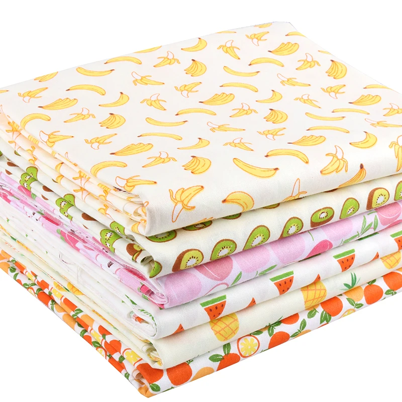 Nanchuang 6Pcs/Lot Fruit Series Cotton Fabric Patchwork Cloth For Quilting Tissue Needlework Materials For Baby&Children 20x25cm