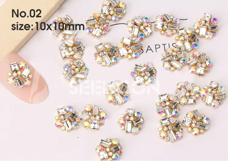 Nouvel arrivage de bijoux en métal, 10 pièces, breloques pour nail art, strass, décoration de haut niveau, accessoire pour les ongles, vente en gros